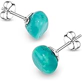 Turquoise Stud Earrings for Women, Blue Raw Gemstone Earrings with Stainless Steel Stud, Boho Western Turquoise Jewelry for Women