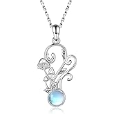 Sariel Moonstone Mushroom Necklace for Women - 925 Sterling Silver Mushroom Themed Gifts Magical Mushrooms Jewelry