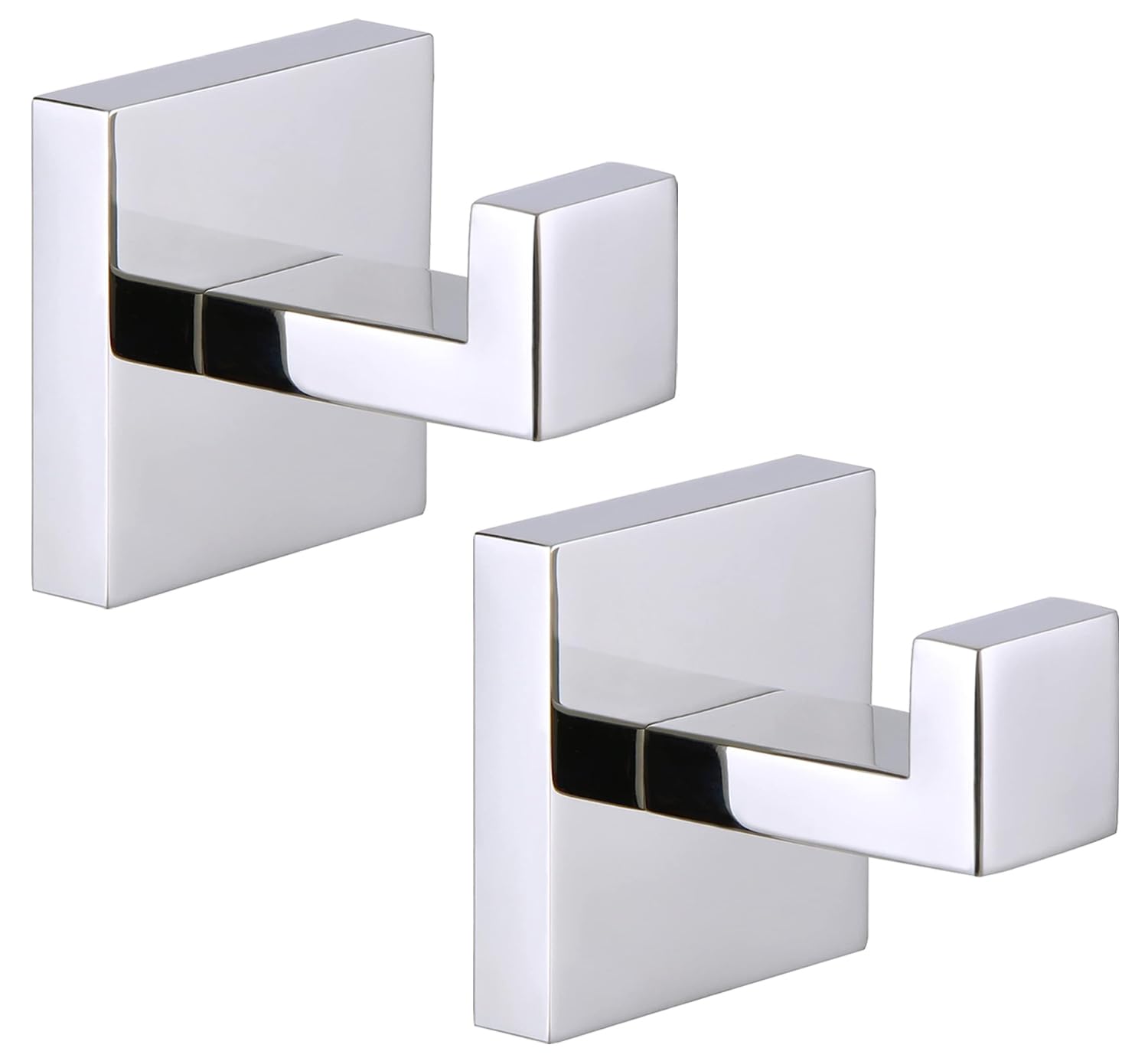 QNIIAED 2 Pack Square Bathroom Towel Hook,Stainless Steel Door Hooks Screw in for Coat,Robe,Clothes(Polished Chrome)