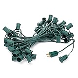 Holiday Lighting Outlet Christmas Light String | 50' Green Cord with 12" Spacing Between Sockets | Fits E17 Base Light Bulbs