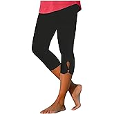 FOCLMP Women Capri Leggings 2024 Dressy Casual Summer Capris Knee Length Crop Pants Trendy Lightweight Ladies Clothing
