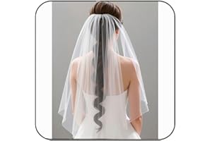Latious 1 Tier Bride Wedding Veils White Elbow Length Short Bridal Veil Bachelorette Tulle Veils with Comb for Women