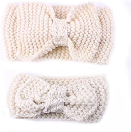 RICCOS ( TM ) Fashion Mom and Baby Matching Handmade Knit Bow Headband Women Headband Infant Kids Crochet Hair bands Warm Hair Accessories Headband