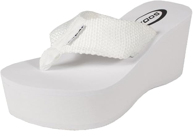 Amazon.com | Soda Cute & Comfy EVA Flip-Flop High Platform Wedge Sandal (White, 10) | Platforms 