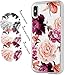 BAISRKE iPhone Xs Max Flowers Case for Girls, Slim Shockproof Clear Floral Pattern Soft Flexible TPU Back Cover for iPhone Xs Max 6.5 inch [Purple Pink]