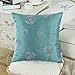 CaliTime Pack of 2 Cushion Covers Throw Pillow Cases Shells for Sofa Couch Home Decoration 18 X 18 Inches Modern Random Circles Rings Geometric Chain Embroidered Teal