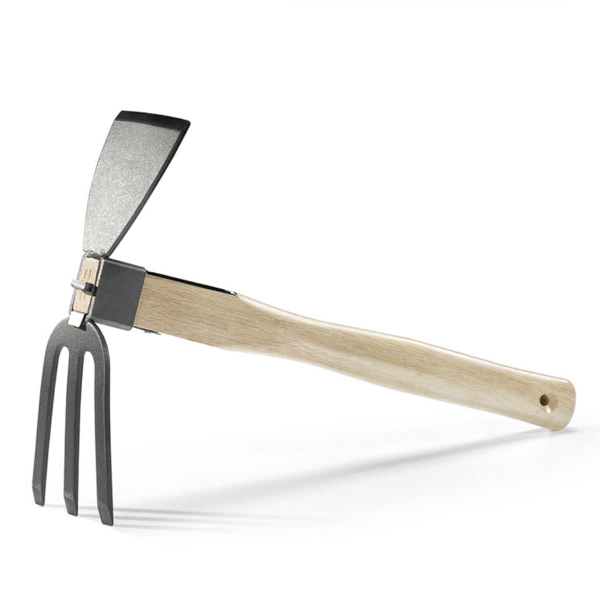 LANYOTA Garden Hoe,Garden Tools Digging Hoe and Rake, Hand Hoe With Wooden Handle for Loosening Soil and Weeding(2in1- Hoe and Rake)