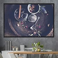 Framed Canvas Wall Art Tea Servings Dark Drinks Farmhouse/Country Group Multicolor Photography Realism Tea - 16x24 inches