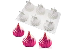 EchoDone 6 Cavities Spiral Shape Silicone Molds Cake Fondant Decorating Tools Onion Shape French Dessert Ice Cream Chocolate Jelly Truffle Pudding Cupcake Mousse Baking Mould