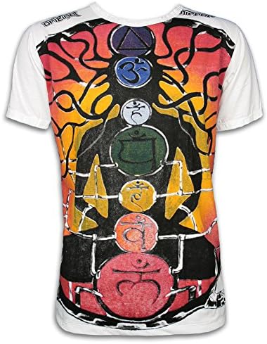 MIRROR by SURE Vintage Men´s T-Shirt Goa Psychedelic Meditation Spirit Hippie Om Symbols Yoga Size M L XL (L, White - Vintage! See pic!)