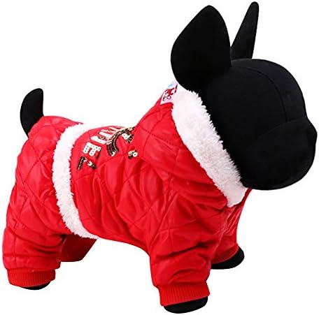 Dog Cold Weather Coats Red Celebrity Cozy Waterproof Four Legs Dog Jumpsuit Windproof Pet Fleece Lined Clothes with Hoodie