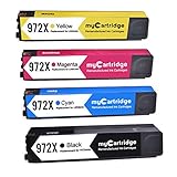 MYCARTRIDGE Replacement for HP 972X Ink Cartridge High Yield High Capacity Show Ink Level 4-Pack (1 Black 1 Cyan 1 Magenta 1 Yellow) Fit for PageWide Pro 452dn 452dw Printer
