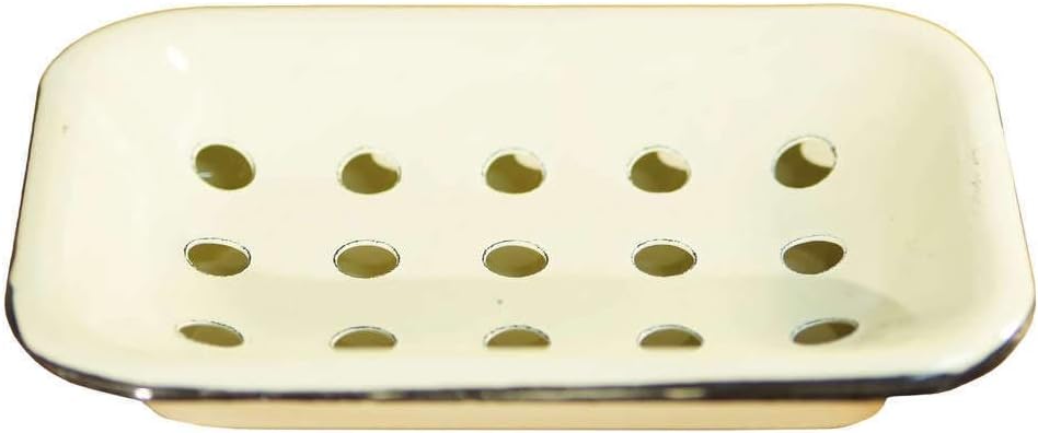 Cream Enamel Soap Dish with Removable Drip Tray and Drainage Holees Vintage Inspired Soap Holder