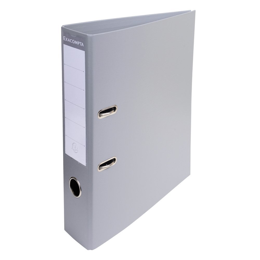 Exacompta - Ref 53740E - Prem'Touch PVC Lever Arch File - 320 x 290mm in Size, 2 Rings, Can Hold A4 Documents, 70mm Spine, 75mm Rings, FSC-Certified - Grey Cover
