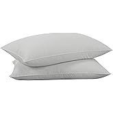 puredown Goose Feathers Down Pillows - Standard Size Bed Sleeping Hotel Collection Pillows Set of 2 with 100% Cotton Cover, Grey