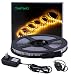 GuoTonG Dimmable LED Light Strip Kit with UL Listed Power Supply, 300 Units SMD 2835 LEDs, 16.4ft/5m 12V DC Non-Waterproof, LED Ribbon, DIY Indoor Kitchen Bar Celebration Decoration, 3000k Warm White