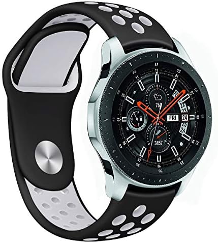 SupersparcleUS Compatible with Samsung Galaxy Watch 46mm Bands,Gear S4 Bands,Gear S3 Frontier/Classic Bands, 22mm Silicone Breathable Replacement Strap for Galaxy Watch 46mm Men Women (Black-White)