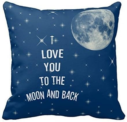Miss Pillow Decorative 18 x 18 Inch Cotton Pillow Cover Cushion Case, I Love You To The Moon And Back Throw Pillow