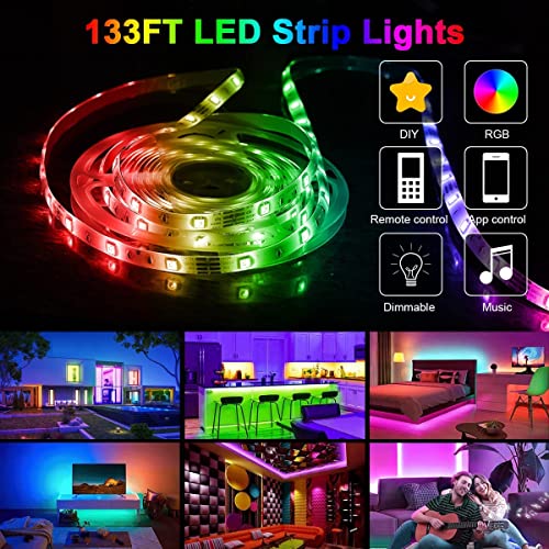 133ft Led Lights for Bedroom, KIKO 40m Led Lights Color Changing Rope