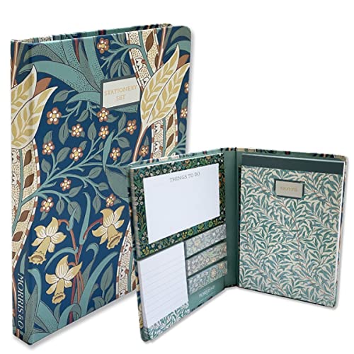 LaCyan Multicolor William Morris Sticky Notes Folder - A5 Notepad, Sticky Notes, Pencil - Organiser Gift