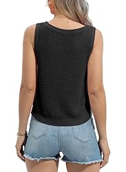 FISACE Womens Summer Knit Sweater Tank Tops Round