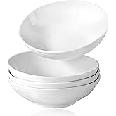 HausArtX 30 oz Ceramic Pasta Bowls, 7" White Pasta Plates, Large Serving Bowls Set of 4, Wide & Deep, for Serving Salad, Soup, Noodle, Cereal, Microwave & Dishwasher Safe
