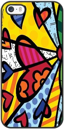 Apple iphone 5 5S SE Case, Romero Britto Arts Phone Case for Apple iphone 5 5S SE Black Plastic Ultra Slim Cover Case GHST1121756