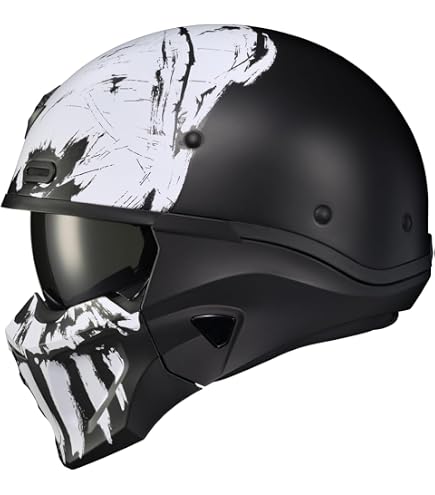 ScorpionEXO Covert Optional Replacement Chin Cover for Covert Helmets Skull (Black/White) : Automotive