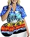Surfers Hawaiian Swimming Lady Beahwear Shirt Cool Collar Short Sleeves Boho Top