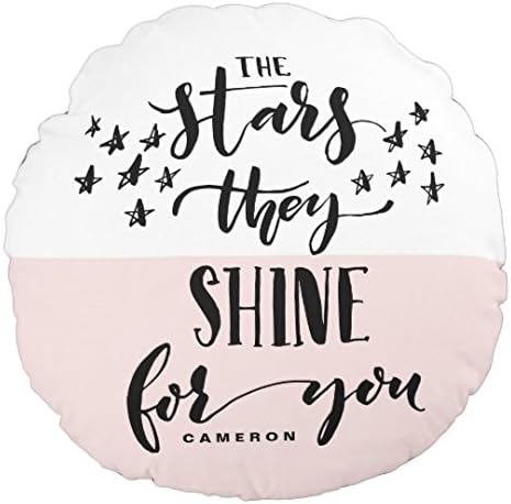 Blush The Stars They Shine For You Hand Lettered Nursery Cushion Cover for Baby Kids Small Round Pillow for Couch Pillow Gift Decorative Throw Pillow with Insert Mini Round Nursery Pillow for Kids