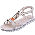 Women Summer Sandals, Mosunx(TM) Flat Strappy Low Heel Wedge Ankle Shoes Beach (36(US:6), Beige)