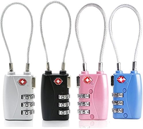 Virocana 3 Dial Combination TSA Lock Set-Your-own Combination Lock, Padlock Luggage Lock Travel Smart Cable Lock for Suitcase Luggage,Travel bags,GYM and Home Use(Multi-color,4pcs/Set)