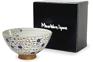 MINO WARE JAPAN Traditional Style Japanese Ceramics Rice Bowl Chawan Pottery, Dishwasher Microwave Safe Made in Japan (Kohiki
