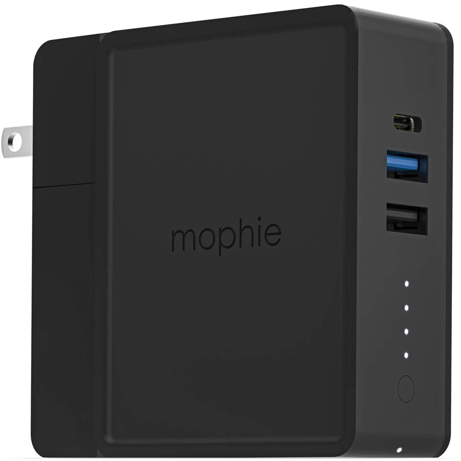 Mophie powerstation hub - Portable Battery hub with Foldable AC Power prongs - Compatible with Qi-Enabled Devices, Smartphones, Tablets, and Other USB Devices - Black