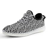 LED Shoes, XRun 7 Colors LED Luminous Shoes Unisex Men & Women Sneakers USB Charging Flashing Shoes Sport Shoes,Black and white,Size 43 EU, 9.0 D(M) US