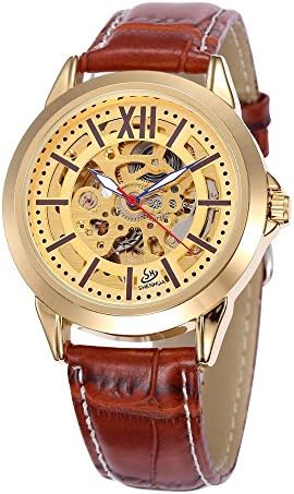 Men, mechanical watches, automatic, casual, personality, leather, M0253