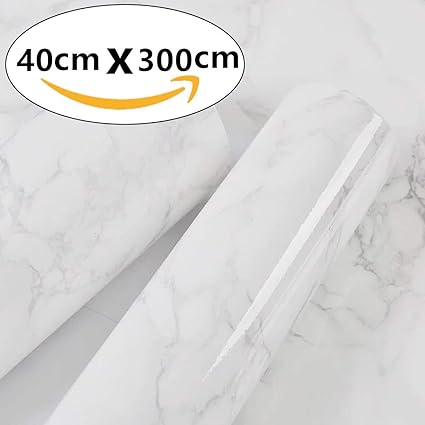 40 cm x 300 cm Marmor Kontaktpapier weiß grau Granit Selbstklebende Vinylfolie Sticky Back Kunststoff Rolle Marmor Vinyl Arbe