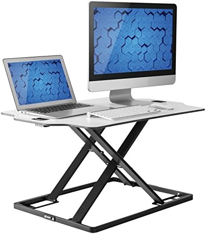 Standing Desk Fully Assembled Sit Stand Desk Converter Ergonomic Adjustable Height Desk, Low Profile Sturdy Office Desk Stand, Smooth Transition from 1 to 16 Inches, 31 X 21" working Computer Space