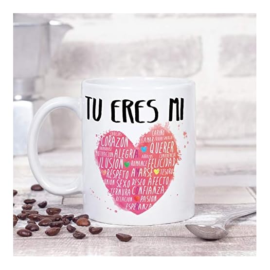 MUGFFINS Taza para Regalar a Enamorados/San Valentín - Tú Eres mi corazón - cerámica 350 ml - Tazas con Frases de Regalo… - Imagen 6