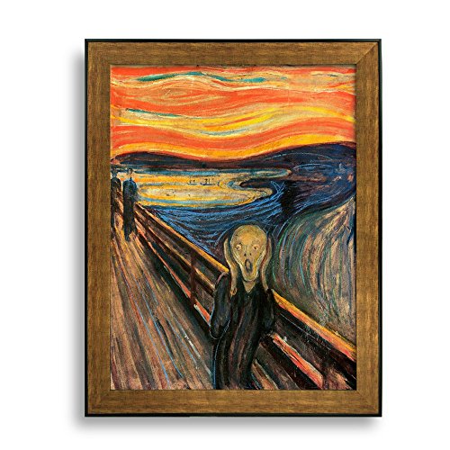 The Scream by Edvard Munch Framed Art Print Famous Painting Wall Decor Bronze and Black Frame