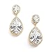 Mariell Gold Plated Cubic Zirconia Clip-On Bridal Earrings, Precision Cut CZ Crystals, Non-Pierced Dangle Earring for Brides, Jewelry for Wedding, Mother of the Bride