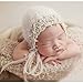 Baby Photography Props Luxurious Hat Photo Shoot Outfits Newborn Girl Crochet Costume Infant Knitted Hats (Beige)
