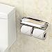 ODesign Adhesive Toilet Paper Holder with Shelf Bathroom Shelf Organizer Tissue Paper Roll Towel Holder Storage Rack with Traceless Transparent Adhesi