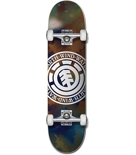 Element Hatched Skateboard Complete Sz 8in White/Gold, Skateboards
