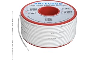 BNTECHGO 18 Gauge Silicone Wire Spool 50 ft White Flexible 18 AWG Stranded Tinned Copper Wire Single Conductor Wire