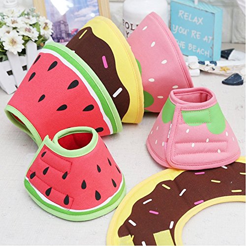 Stock Show 1Pc Pet Dog Recovery Collar, Cotton Wound Healing Protective Cone Elizabethan Collar for Puppy Cat, Red Watermelon, S