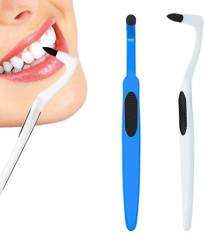 STFMHEZ 2PCS Tartar Remover Tooth Stain Eraser, Teeth Polishing/Cleaning Kit Removes Plaque & Impurities (White & Blue)