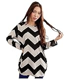 Lookatool® Women's Loose Stripe Long Sleeve Shirt Tops lady O-Neck Blouse