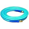 Amflo-12-25E-Blue-300-PSI-Polyurethane-Air-Hose-14-x-25-With-14-MNPT-Swivel-Ends-And-Bend-Restrictor-Fittings