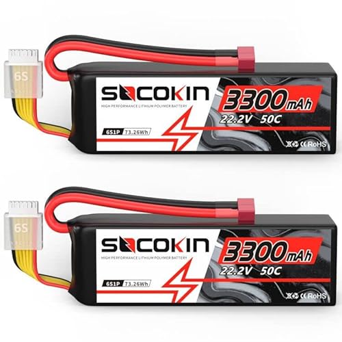 Socokin 6S Lipo Battery 50C 3300mAh RC Battery with T-Plug
